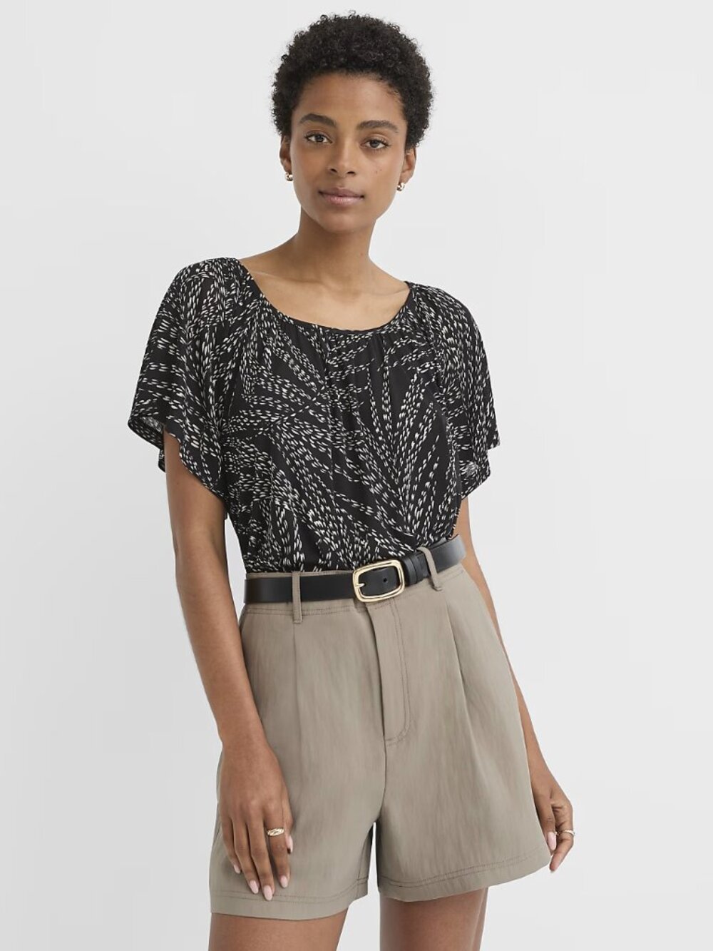 NWT Loft Leafed Gathered Flutter Sleeve Top